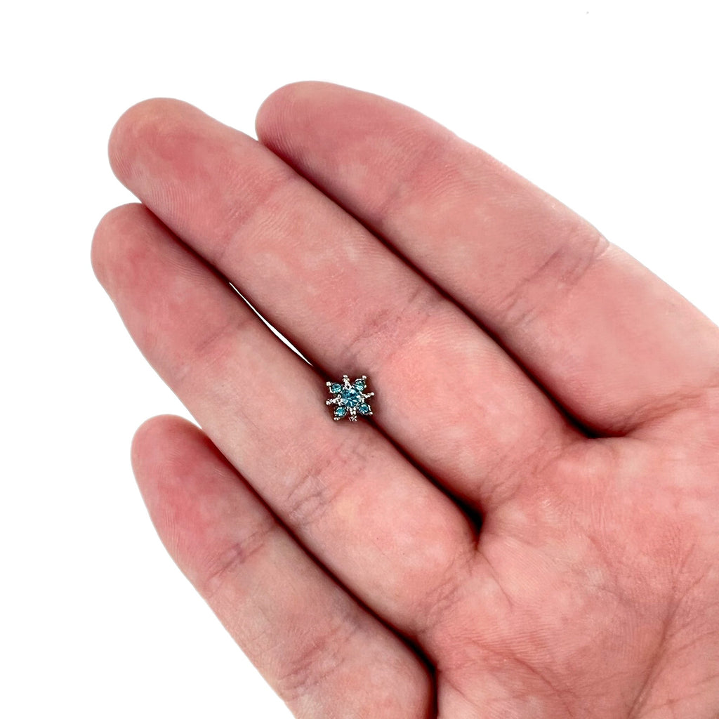 BodyCandy 16G 1/4 Blue Gem Stylish Snowflake Cartilage Tragus Earring — size reference