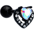 BodyCandy 16G 1/4 Aurora Gem Black Double Heart Cartilage Tragus Earring — main product shot
