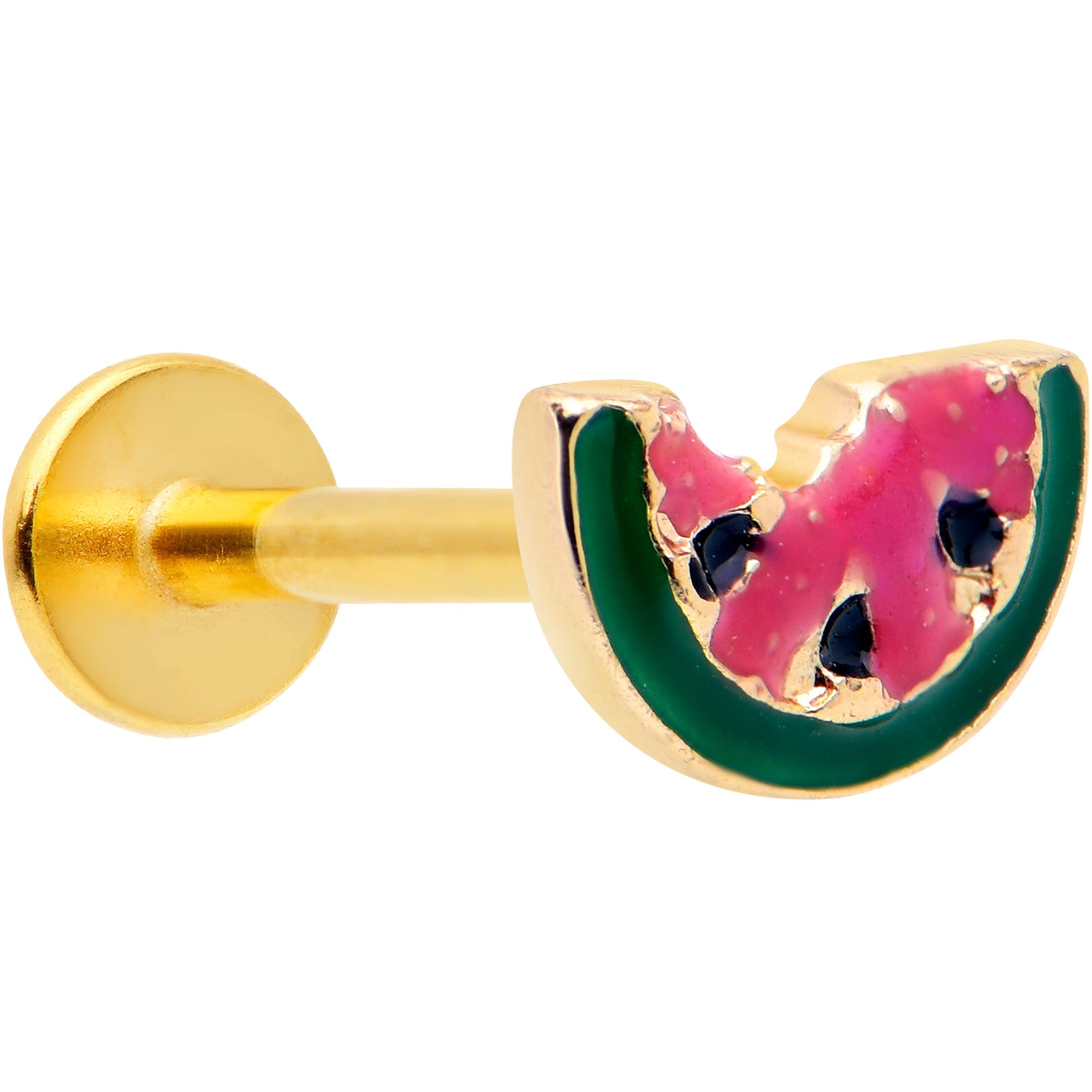 BodyCandy 16G 5/16 Gold Tone Watermelon Bite Labret Monroe Tragus — main product shot