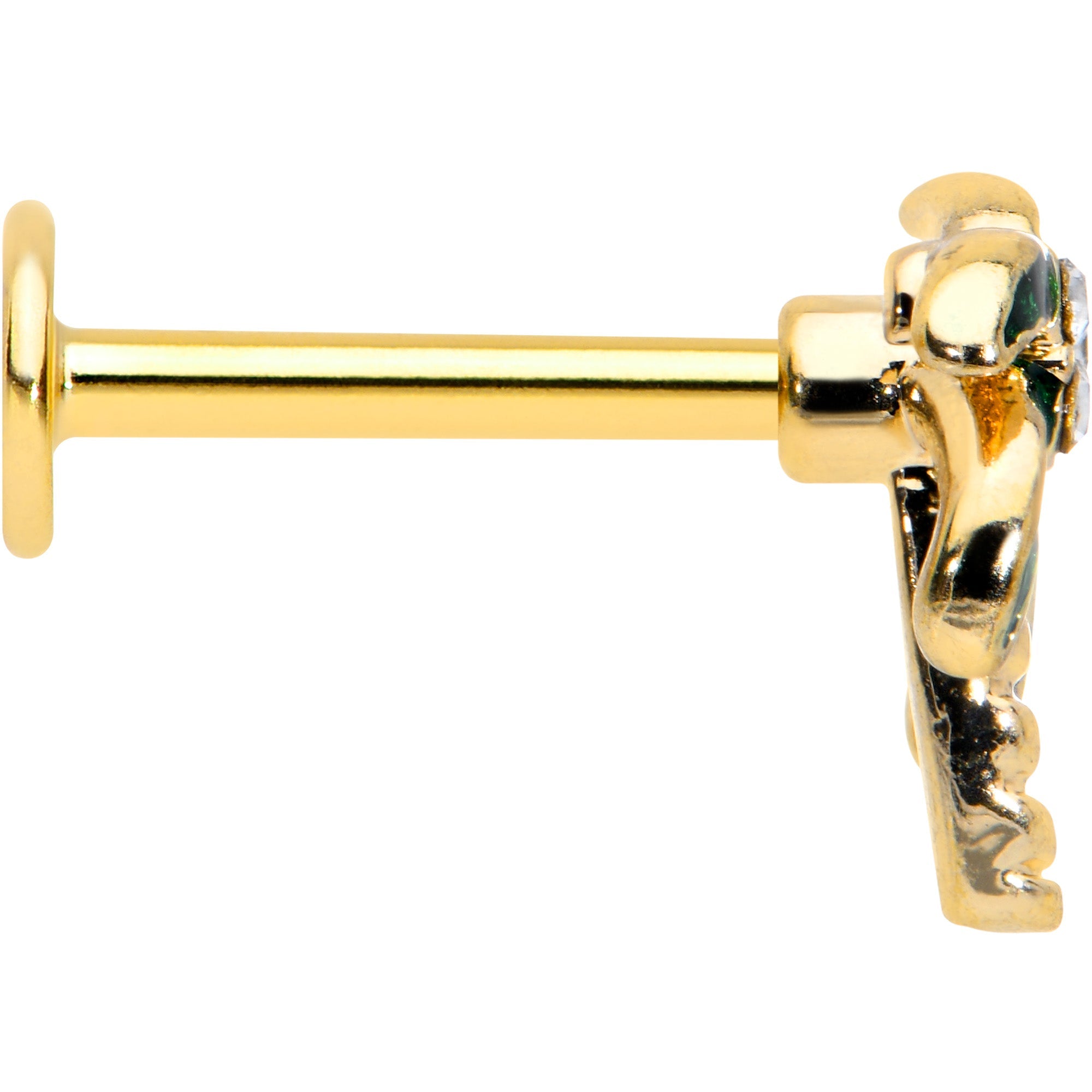 BodyCandy 16G 5/16 Clear Gem Gold Tone Palm Tree Style Labret Monroe Tragus — lifestyle context
