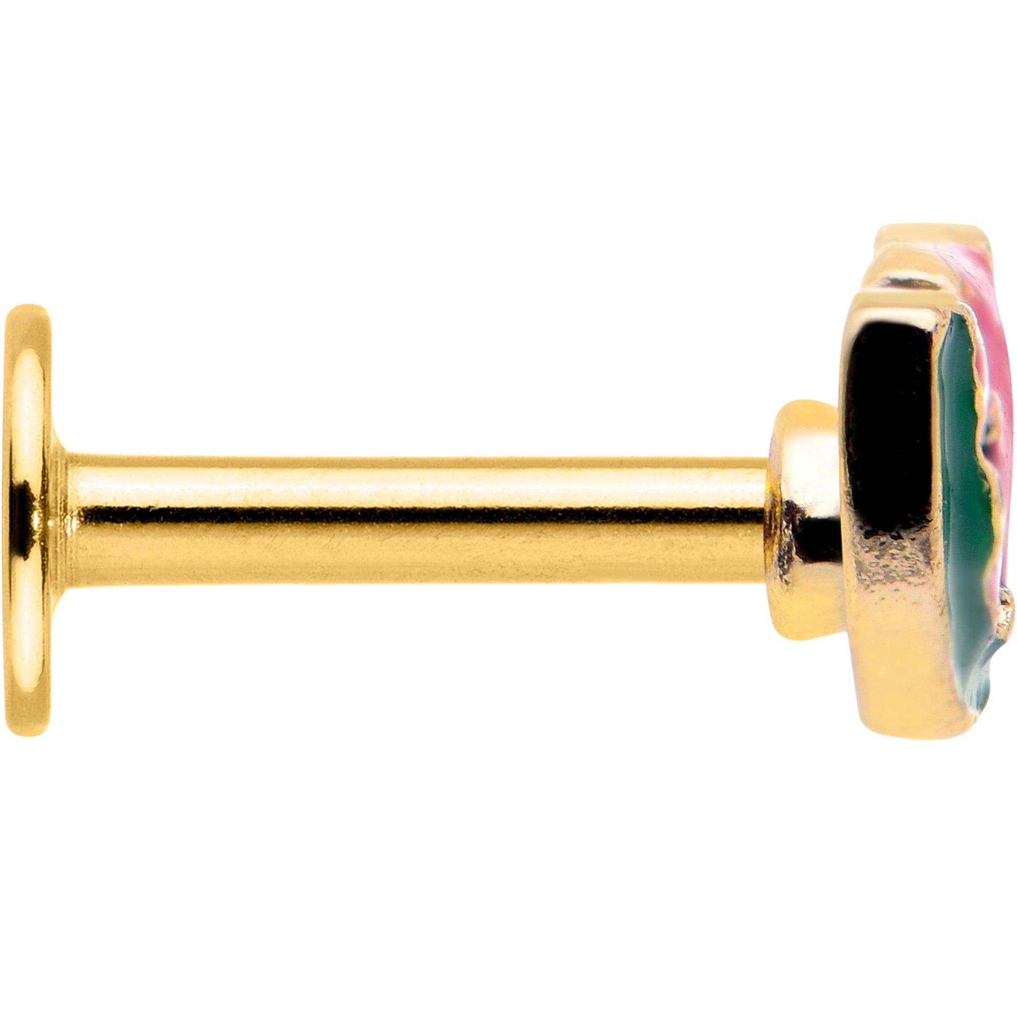 BodyCandy 16G 1/4 Gold Tone Watermelon Bite Labret — lifestyle context