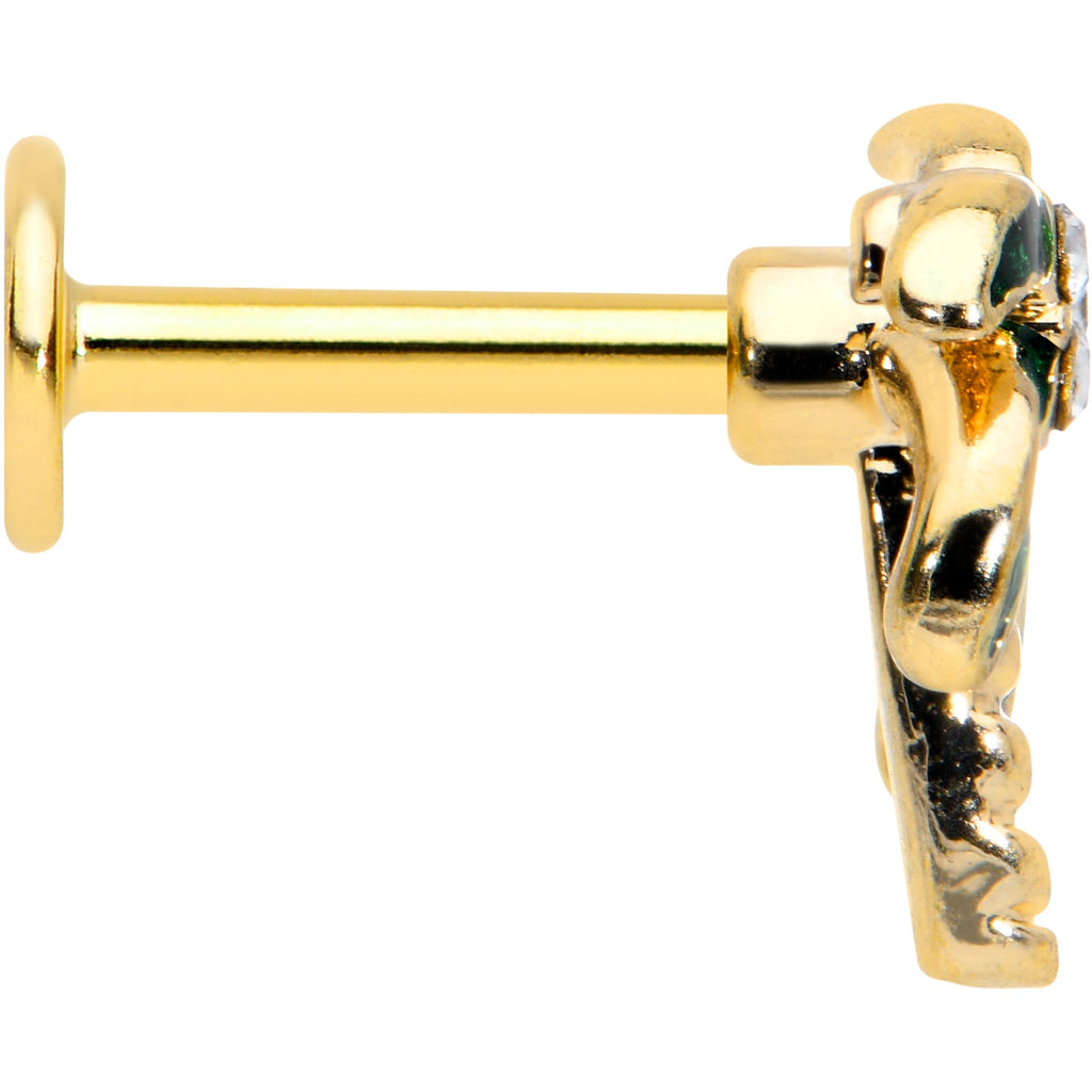 BodyCandy 16G 1/4 Clear Gem Gold Tone Palm Tree Style Labret — lifestyle context