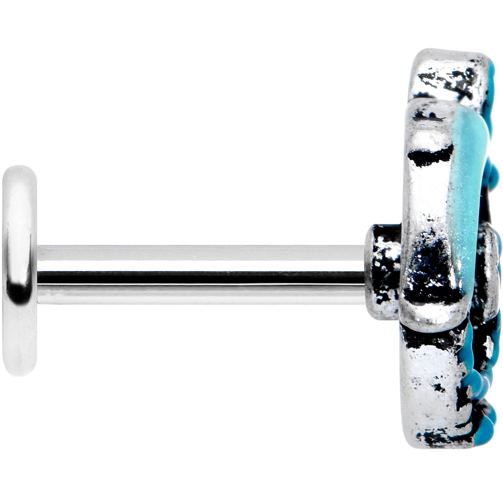 BodyCandy 16G 1/4 Leaping Blue Dolphin Labret — lifestyle context