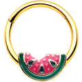 BodyCandy 16G 3/8 Gold Tone Watermelon Bite Hinged Segment Ring — main product shot