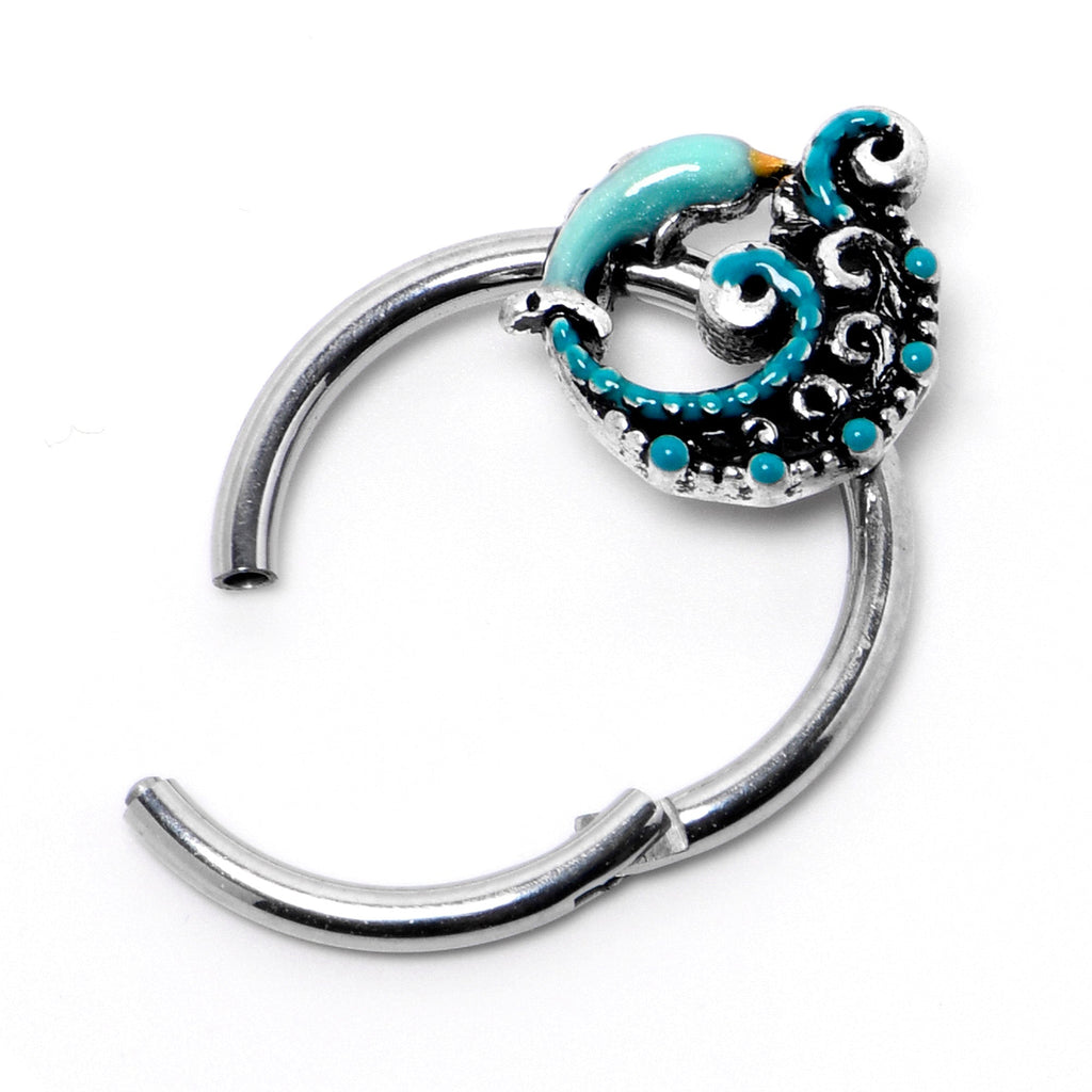 BodyCandy 16G 3/8 Leaping Blue Dolphin Hinged Segment Ring — back view