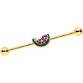 BodyCandy 14G Gold Tone Watermelon Bite Industrial Barbell 38mm — main product shot