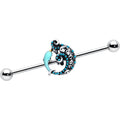BodyCandy 14G Leaping Blue Dolphin Industrial Barbell 38mm — main product shot