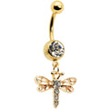 BodyCandy Clear Gem Gold Tone Flying Dragonfly Dangle Belly Ring — main product shot