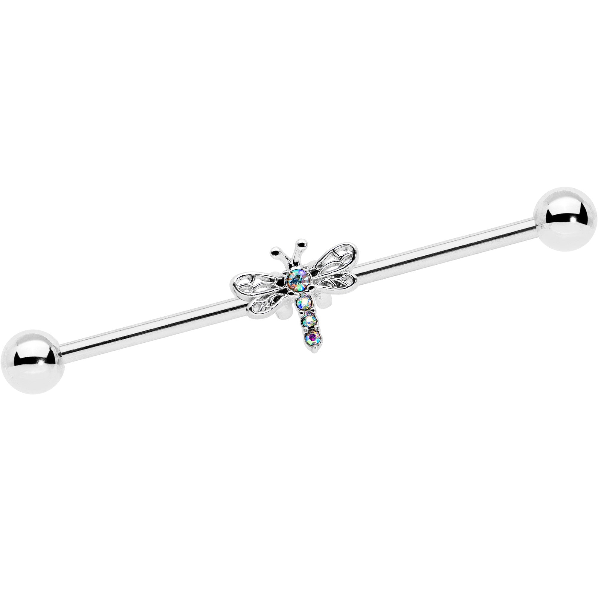 BodyCandy 14G Aurora Gem Dragonfly Flying Industrial Barbell 38mm — main product shot