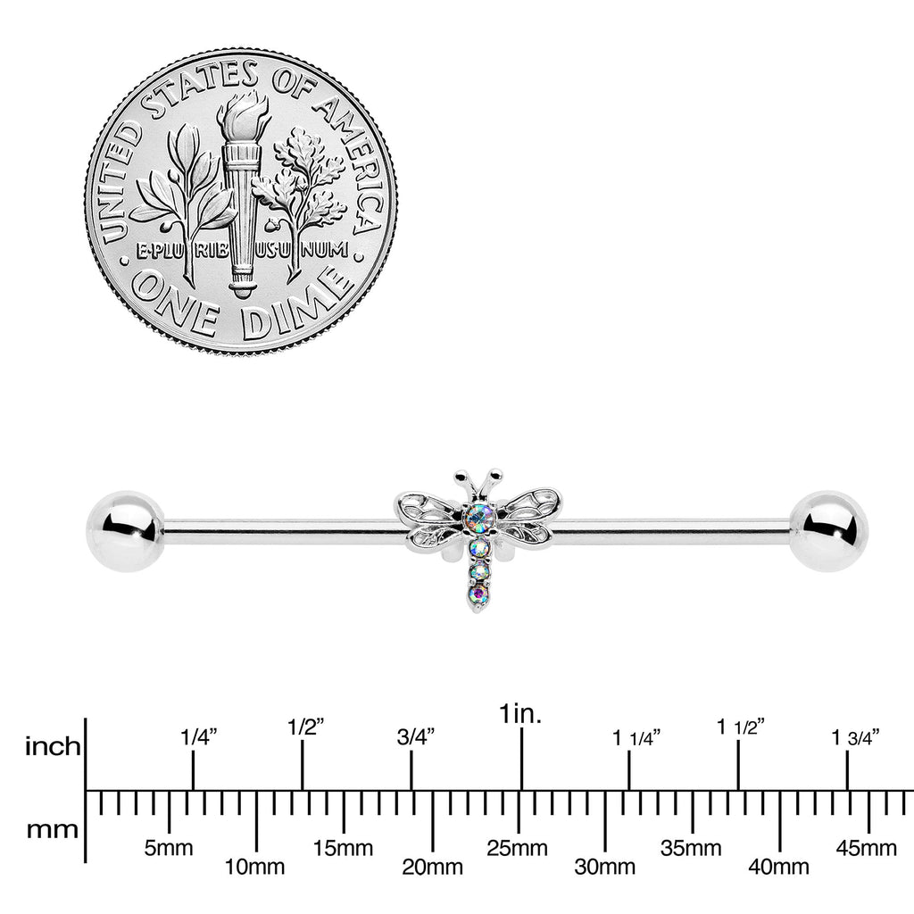 BodyCandy 14G Aurora Gem Dragonfly Flying Industrial Barbell 38mm — lifestyle context