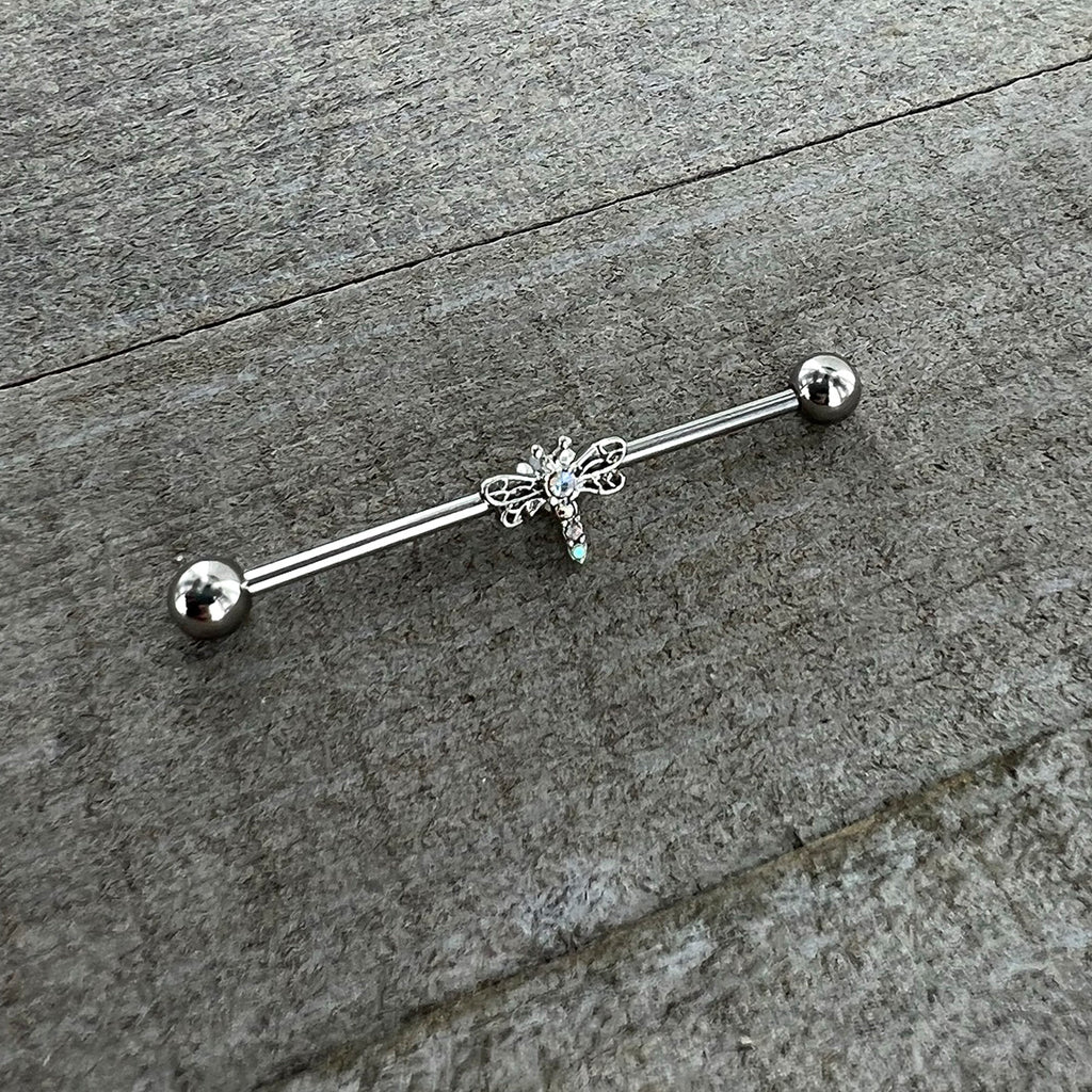 BodyCandy 14G Aurora Gem Dragonfly Flying Industrial Barbell 38mm — alternative angle