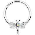 BodyCandy 16G 3/8 Aurora Gem Dragonfly Flying Hinged Segment Ring — main product shot