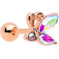 BodyCandy 16G 1/4 Aurora CZ Gem Rose Gold Hue Fleur de Lis Cartilage Earring — main product shot