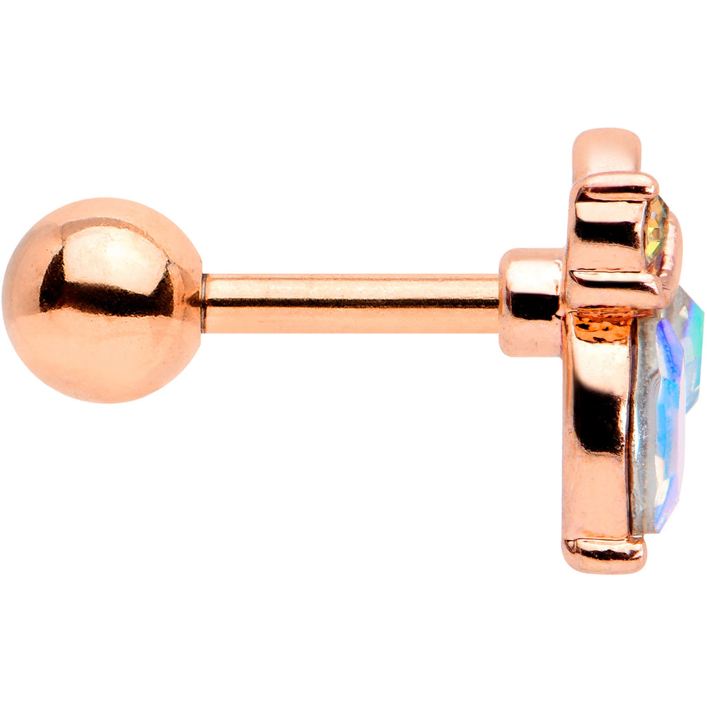 BodyCandy 16G 1/4 Aurora CZ Gem Rose Gold Hue Fleur de Lis Cartilage Earring — lifestyle context