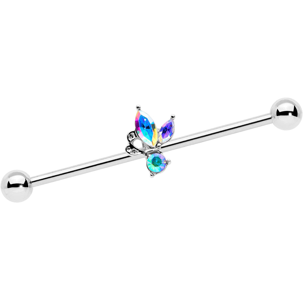 BodyCandy 14G Aurora CZ Gem Fleur de Lis Industrial Barbell 38mm — main product shot