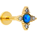 BodyCandy 16G 5/16 Blue Synthetic Opal Gold Hue Rhombus Labret Monroe Tragus — main product shot