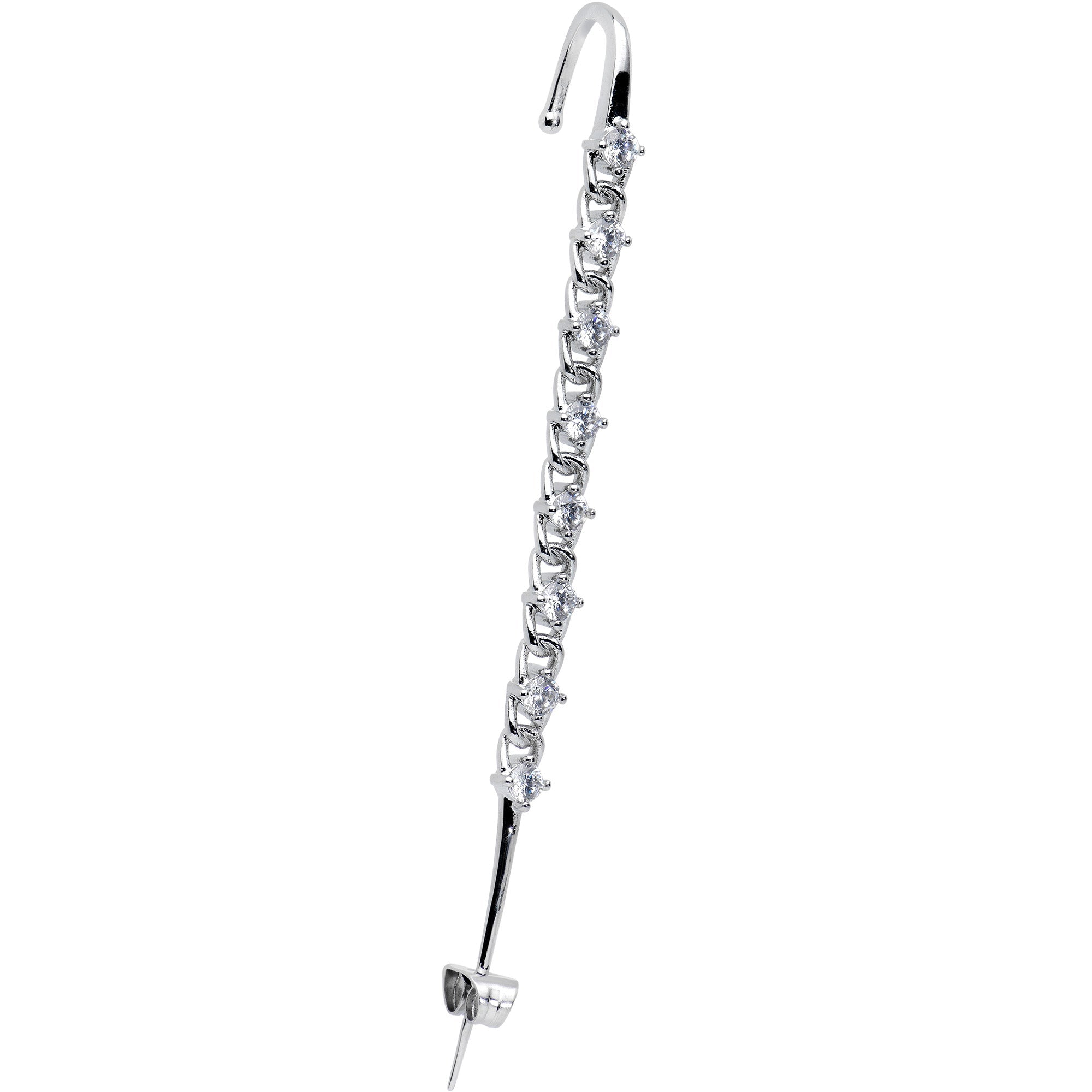 BodyCandy Clear CZ Gem Links Ear Cuff Bar Earring — main product shot
