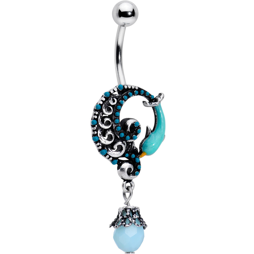 BodyCandy Leaping Blue Dolphin Bauble Dangle Belly Ring — main product shot