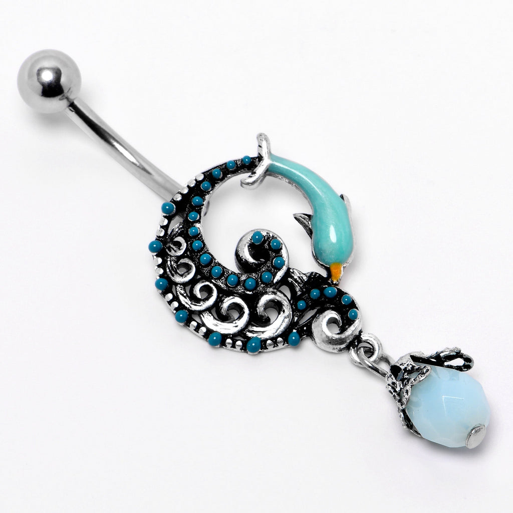 BodyCandy Leaping Blue Dolphin Bauble Dangle Belly Ring — lifestyle context