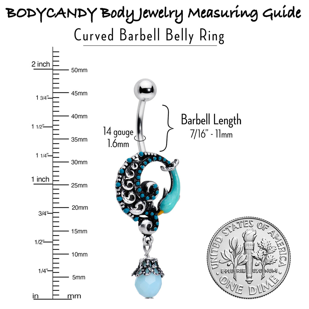 BodyCandy Leaping Blue Dolphin Bauble Dangle Belly Ring — back view