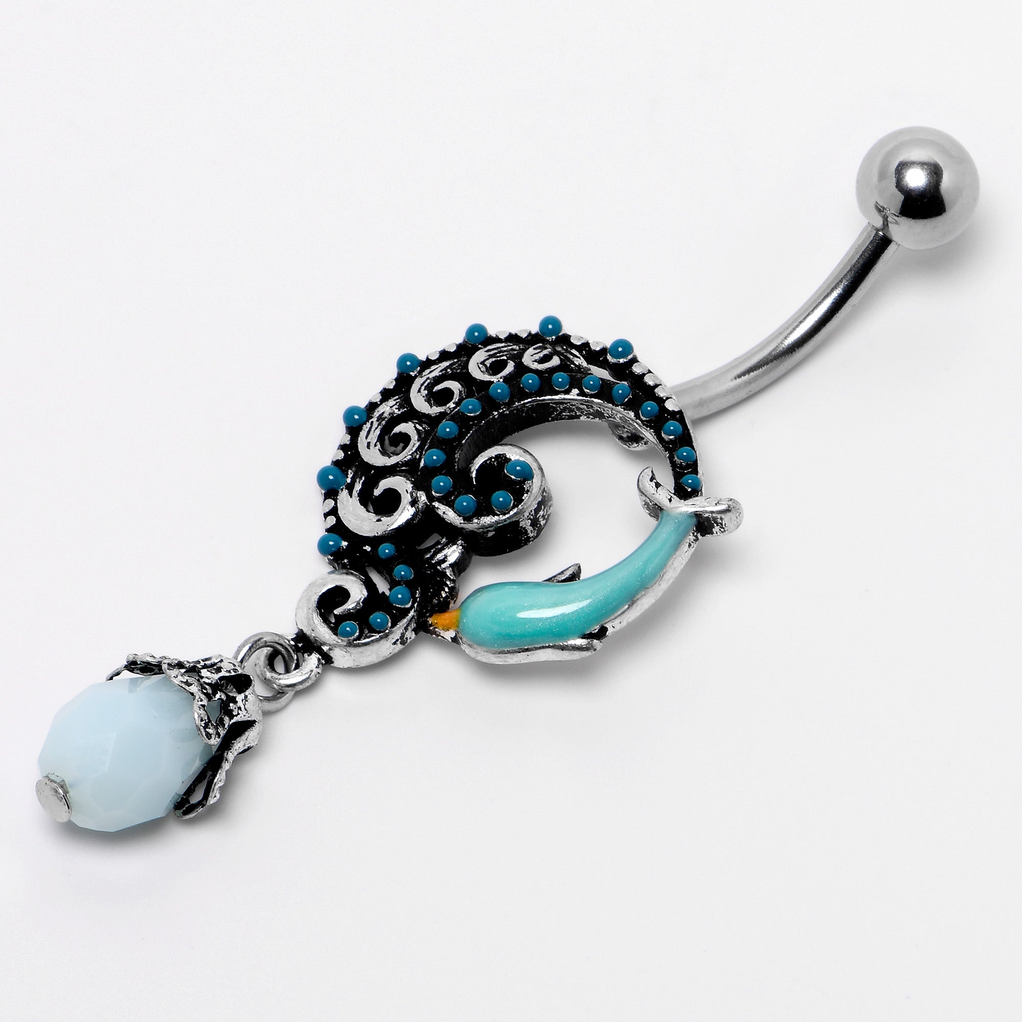 BodyCandy Leaping Blue Dolphin Bauble Dangle Belly Ring — alternative angle