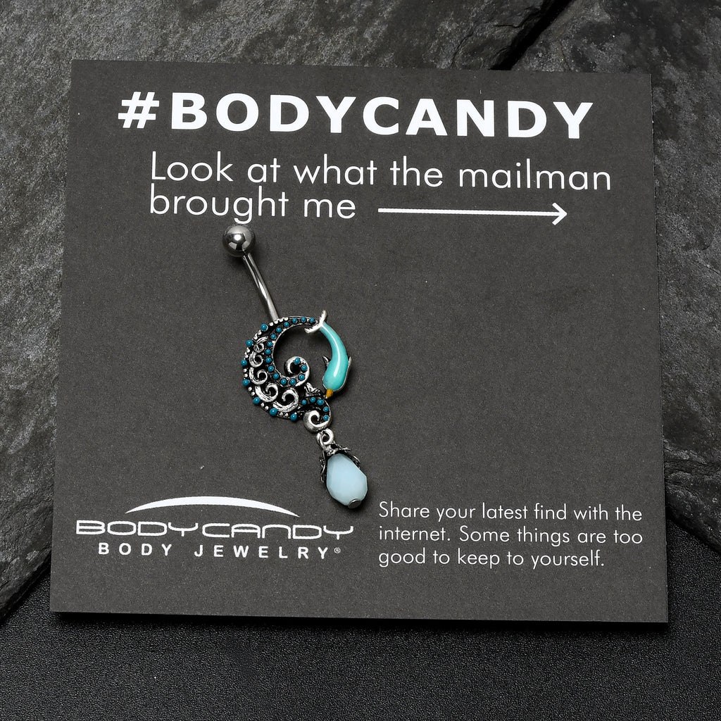 BodyCandy Leaping Blue Dolphin Bauble Dangle Belly Ring — size reference