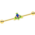BodyCandy 14G Blue Purple Gem Gold Tone Tropic Fan Industrial Barbell 38mm — main product shot