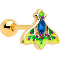 BodyCandy 16G 1/4 Blue Gem Gold Tone Tropic Fan Cartilage Tragus Earring — main product shot
