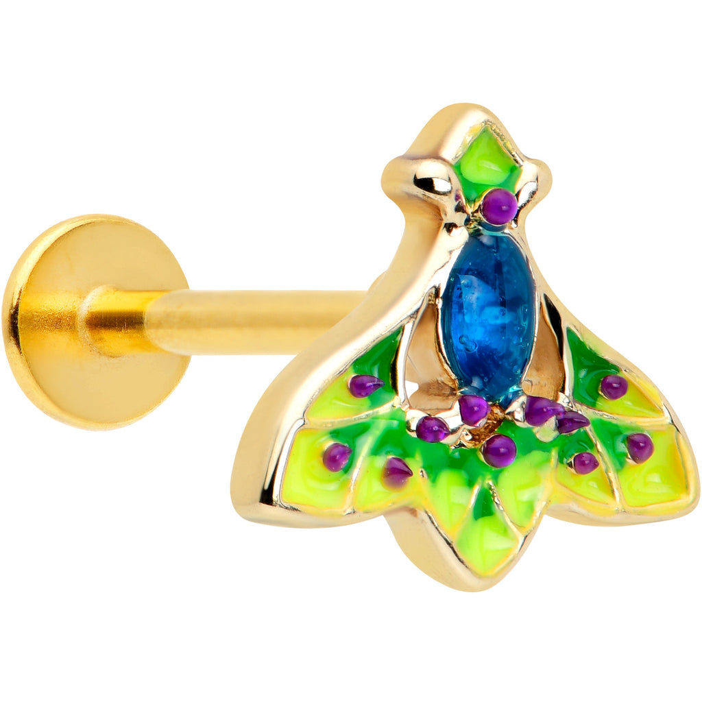 BodyCandy 16G 5/16 Blue Gem Gold Tone Tropic Fan Labret Monroe Tragus — main product shot