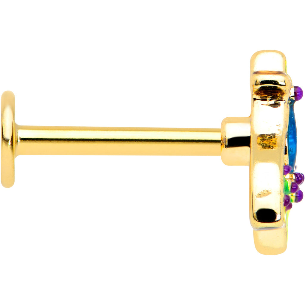 BodyCandy 16G 5/16 Blue Gem Gold Tone Tropic Fan Labret Monroe Tragus — lifestyle context