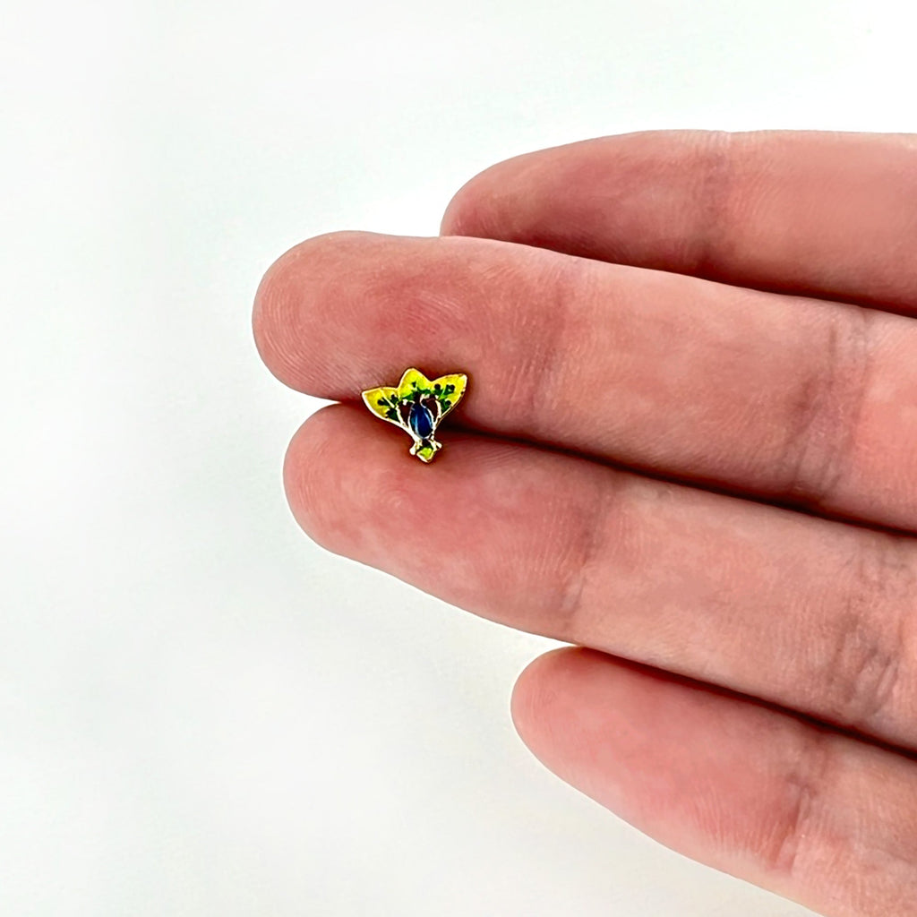 BodyCandy 16G 5/16 Blue Gem Gold Tone Tropic Fan Labret Monroe Tragus — size reference
