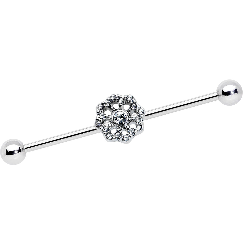 BodyCandy 14G Clear Gem Baroque Fabulous Flower Industrial Barbell 38mm — main product shot