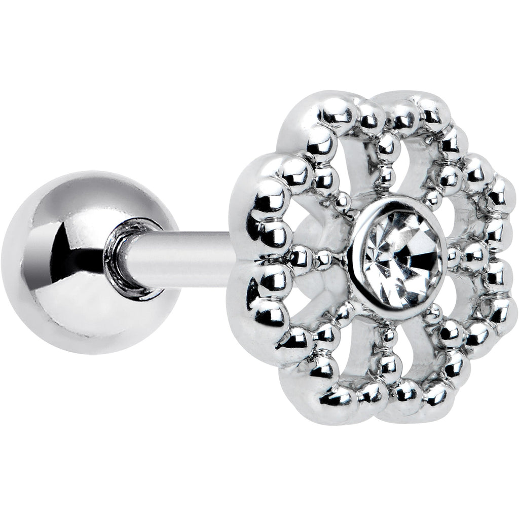 BodyCandy 16G 1/4 Clear Gem Baroque Fabulous Flower Cartilage Tragus Earring — main product shot