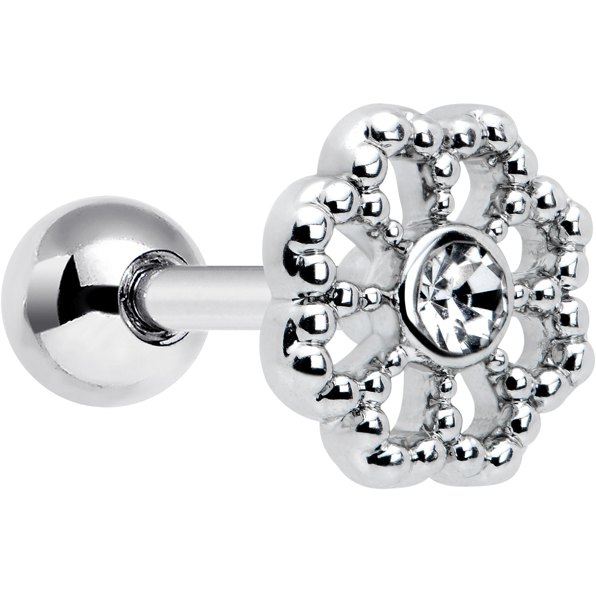 BodyCandy 16G 1/4 Clear Gem Baroque Fabulous Flower Cartilage Tragus Earring — main product shot
