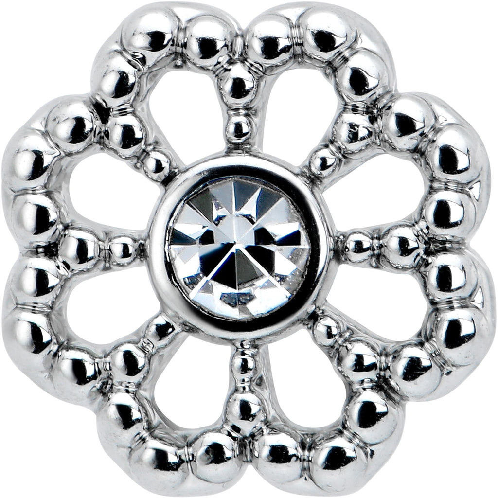 BodyCandy 16G 1/4 Clear Gem Baroque Fabulous Flower Cartilage Tragus Earring — detail close-up