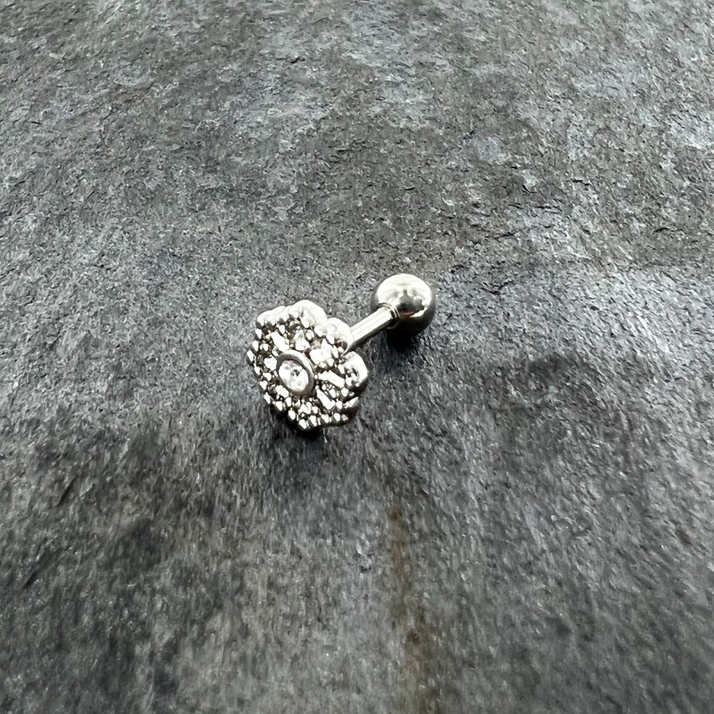 BodyCandy 16G 1/4 Clear Gem Baroque Fabulous Flower Cartilage Tragus Earring — alternative angle