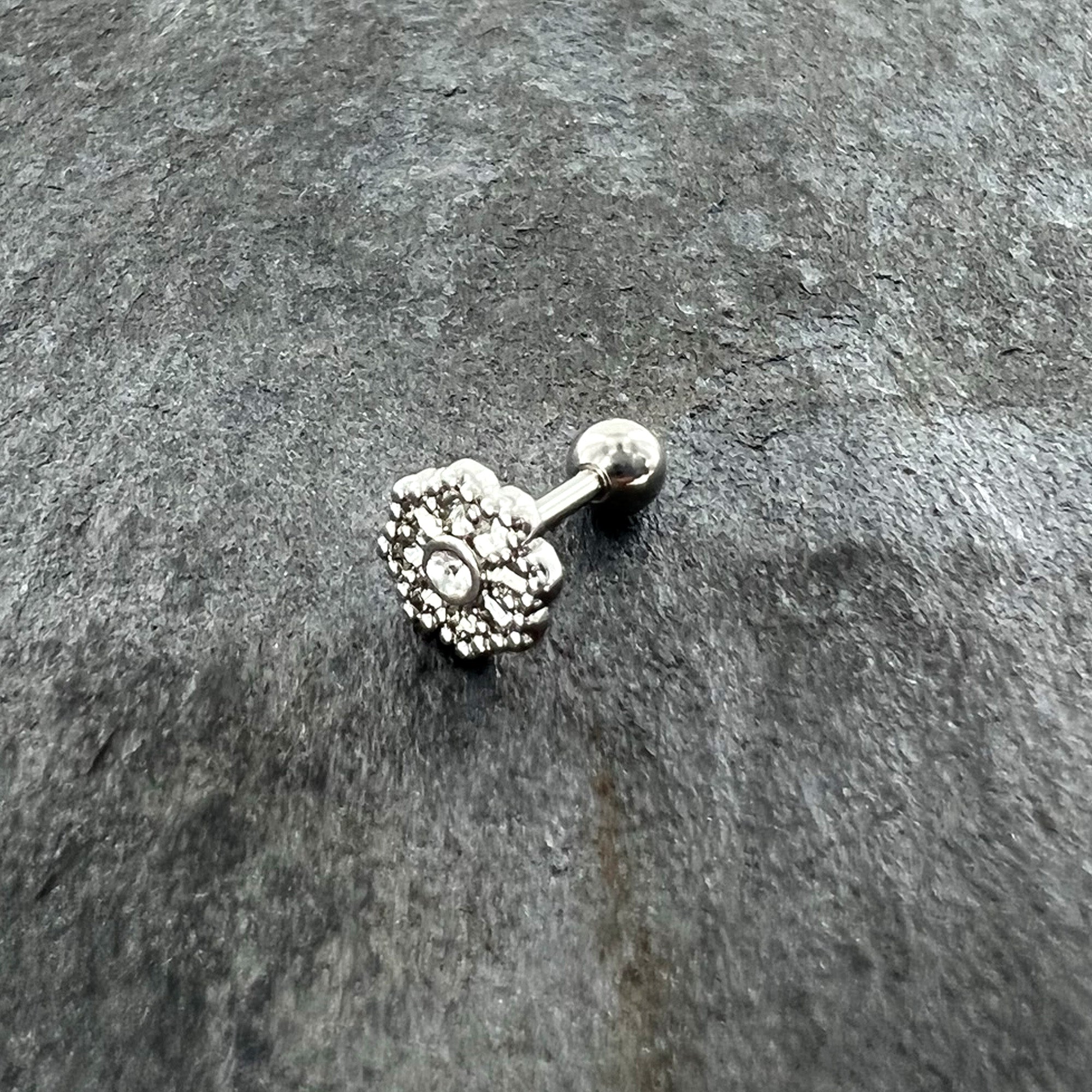BodyCandy 16G 1/4 Clear Gem Baroque Fabulous Flower Cartilage Tragus Earring — alternative angle