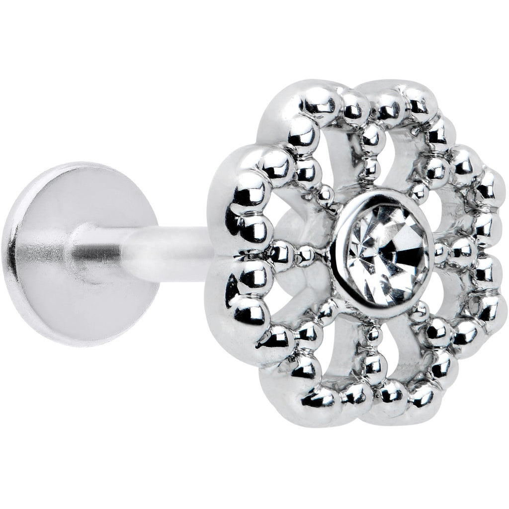 BodyCandy 16G 5/16 Clear Gem Baroque Fabulous Flower Labret Monroe Tragus — main product shot