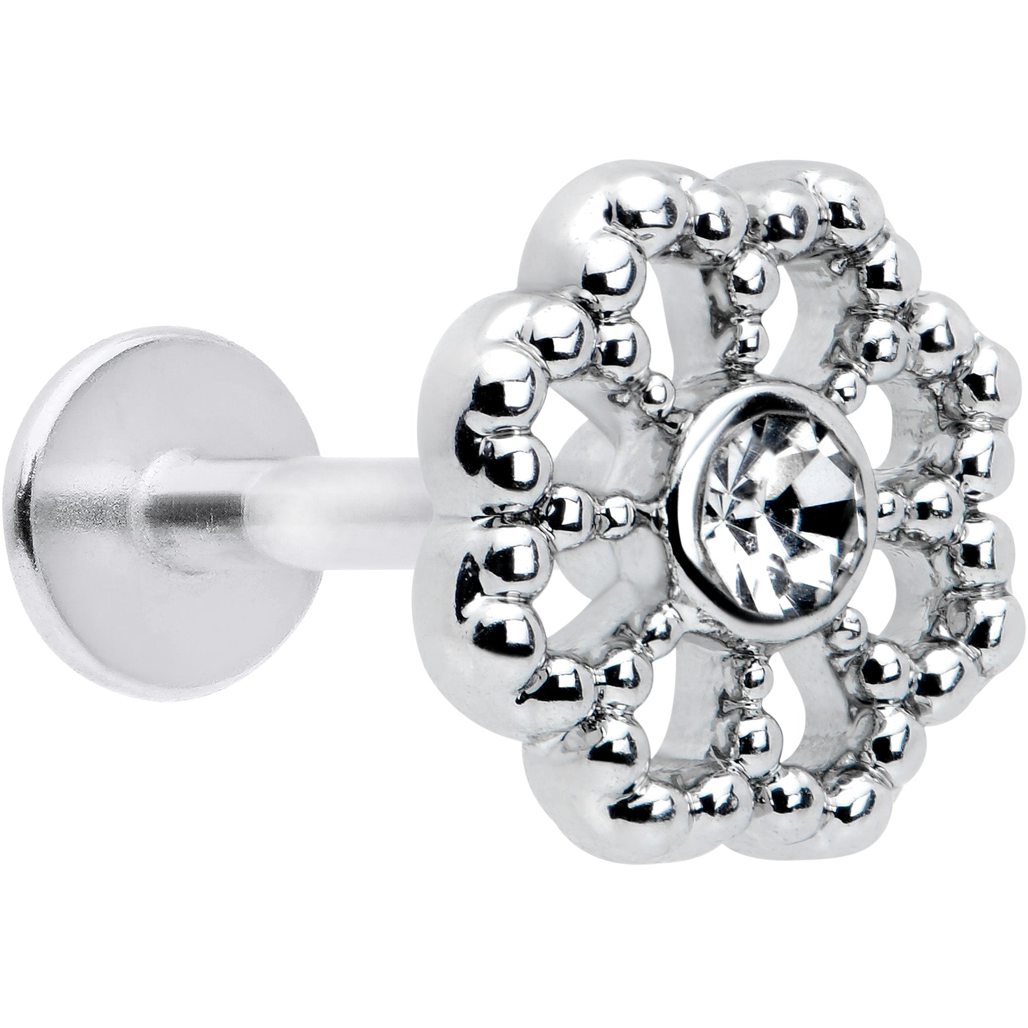 BodyCandy 16G 5/16 Clear Gem Baroque Fabulous Flower Labret Monroe Tragus — main product shot