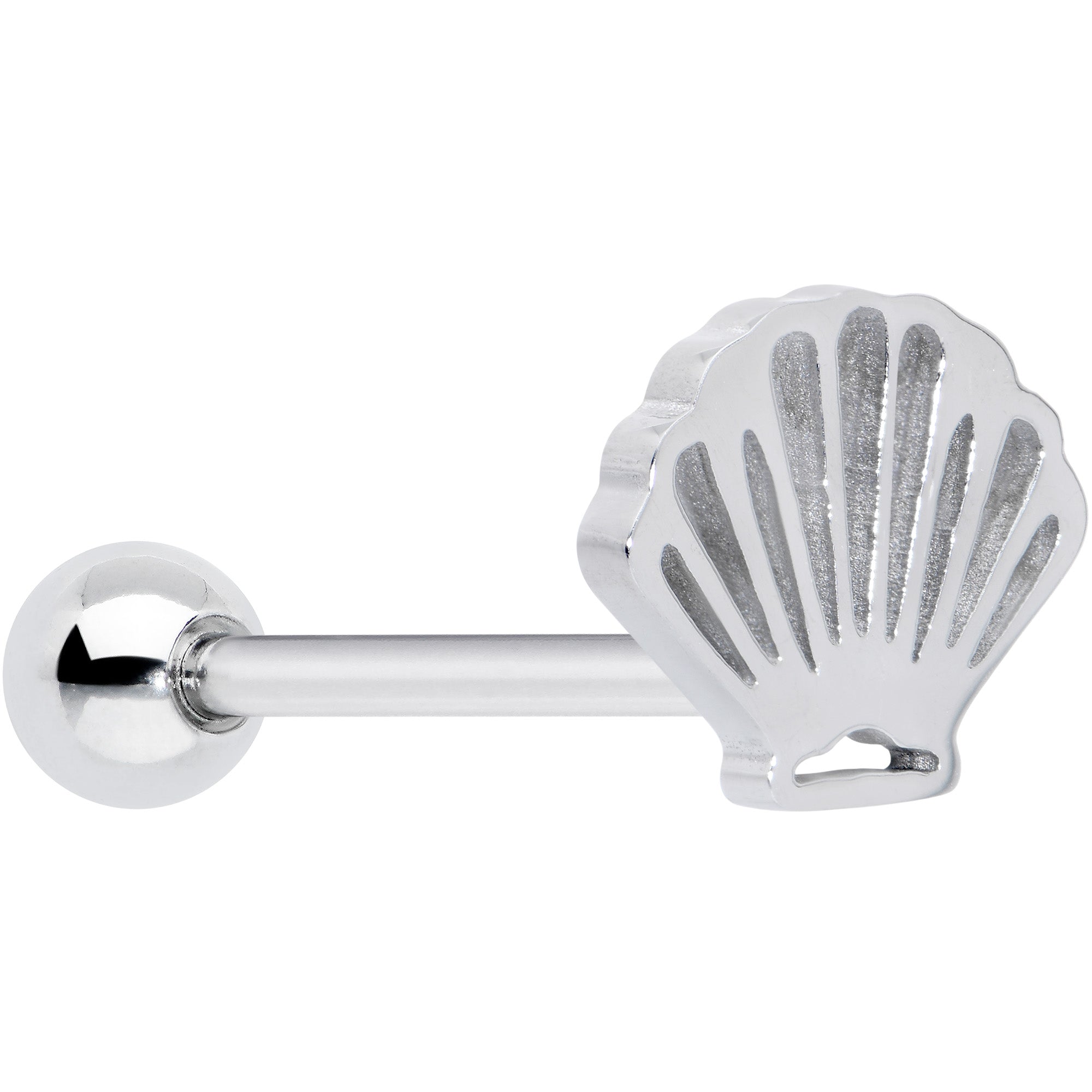 BodyCandy 316L Surgical Steel Scalloped Sea Shell Barbell Tongue Ring — main product shot