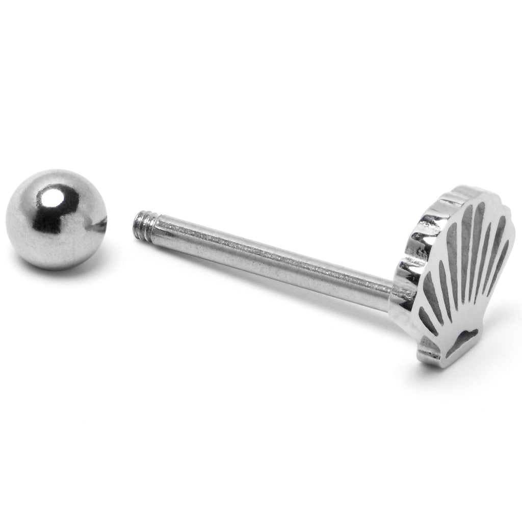 BodyCandy 316L Surgical Steel Scalloped Sea Shell Barbell Tongue Ring — alternative angle