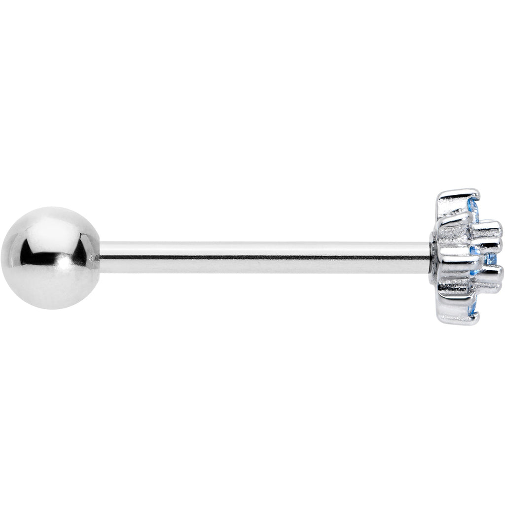 BodyCandy Blue Clear Gem Stylish Snowflake Barbell Tongue Ring — lifestyle context
