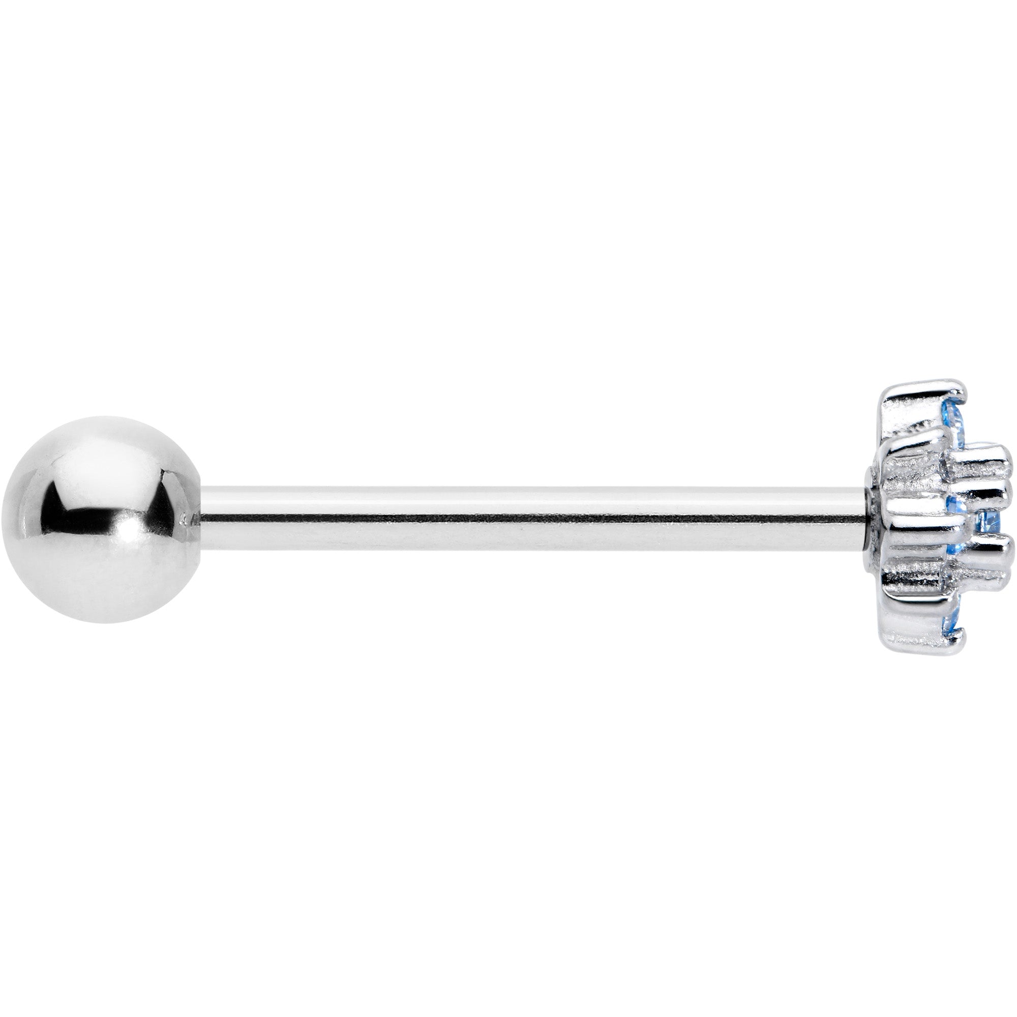 BodyCandy Blue Clear Gem Stylish Snowflake Barbell Tongue Ring — lifestyle context