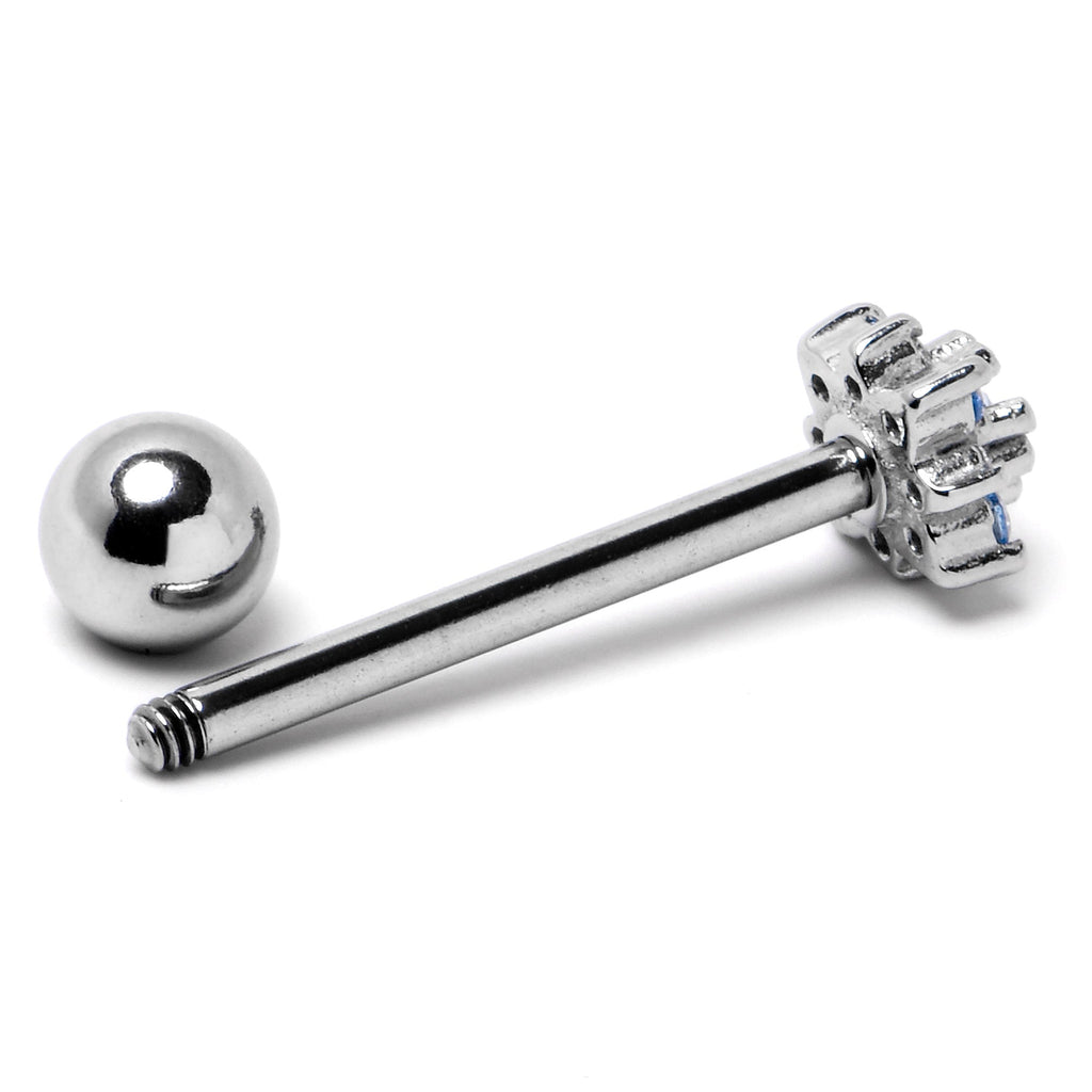 BodyCandy Blue Clear Gem Stylish Snowflake Barbell Tongue Ring — alternative angle