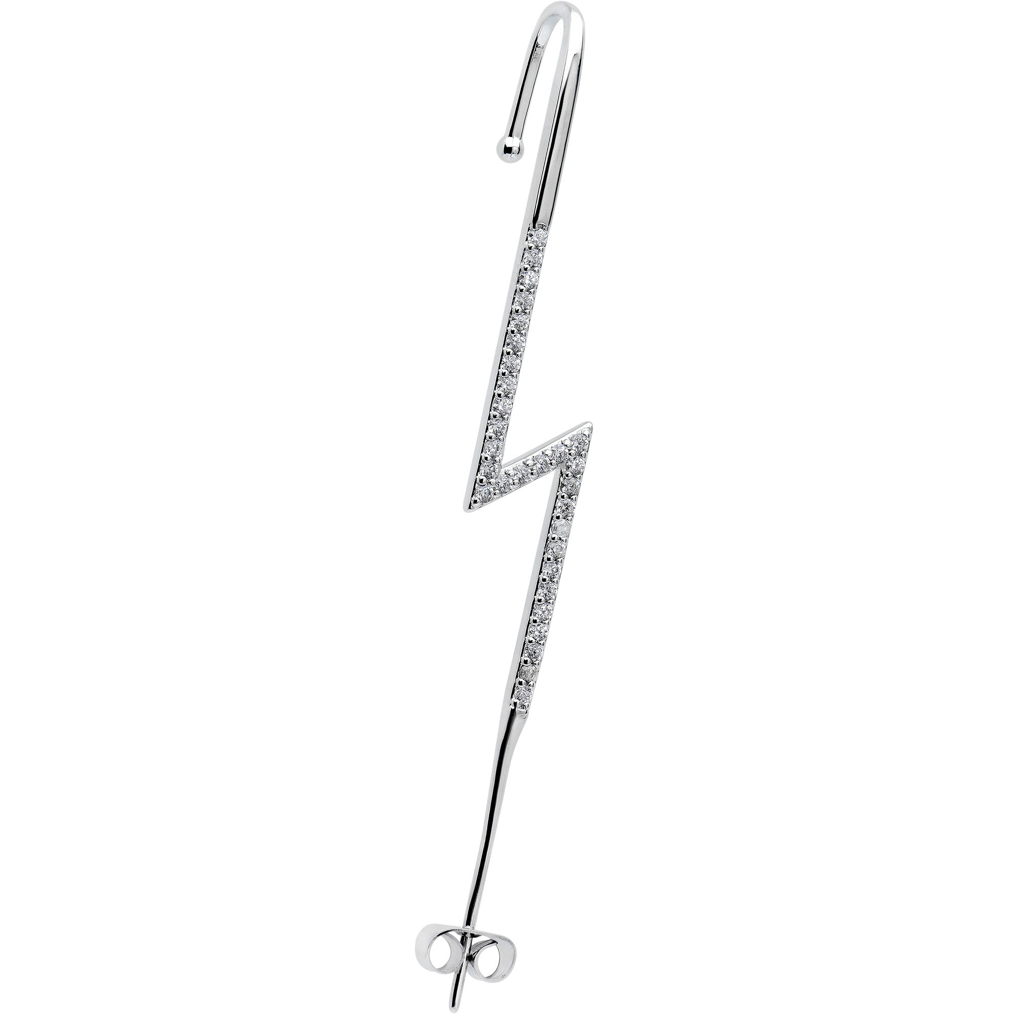 BodyCandy Clear CZ Gem Lightning Bolt Ear Cuff Bar Earring — main product shot