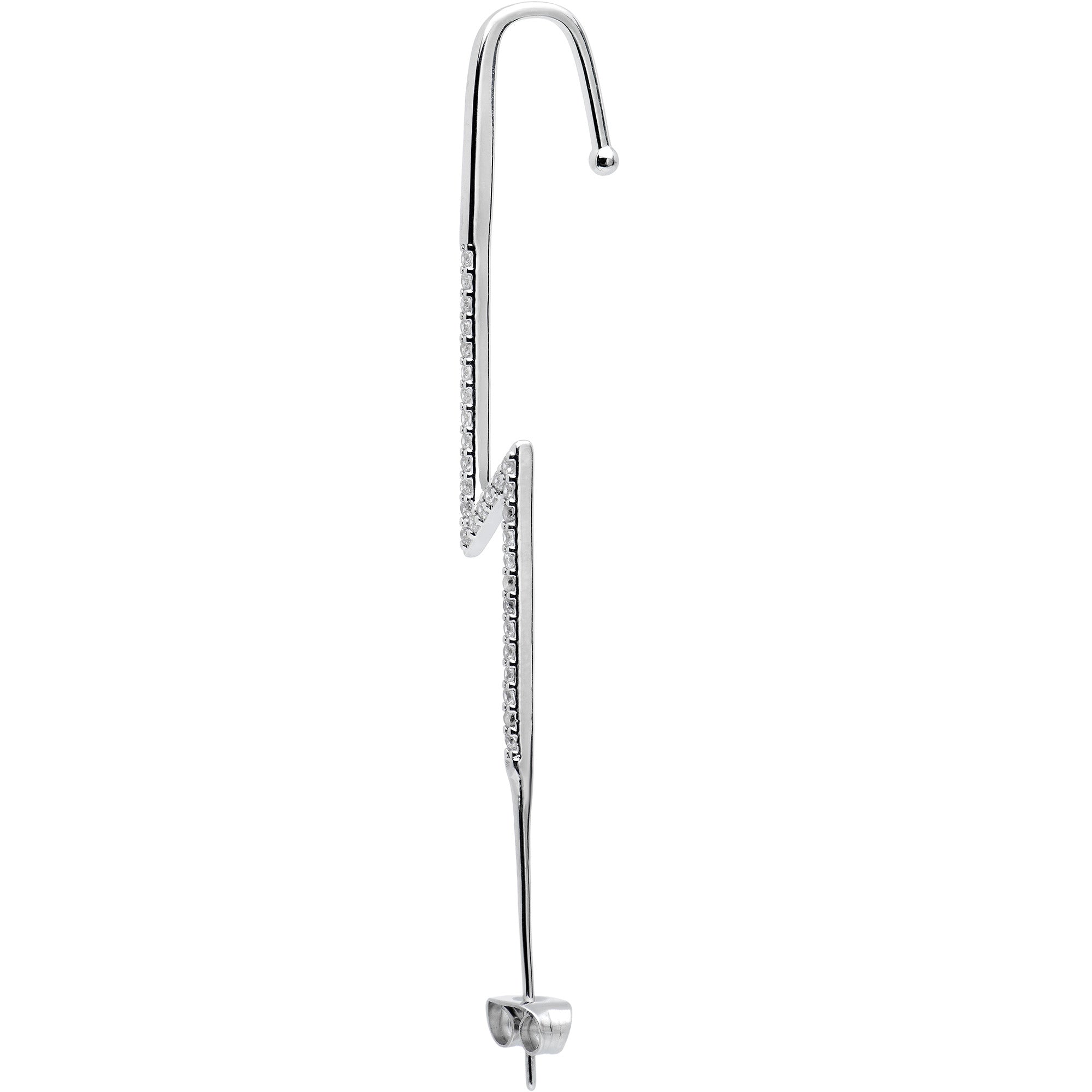 BodyCandy Clear CZ Gem Lightning Bolt Ear Cuff Bar Earring — lifestyle context
