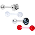 BodyCandy Licensed Dungeons & Dragons Dice Red Clear Barbell Tongue Ring Set of 4 — main product shot
