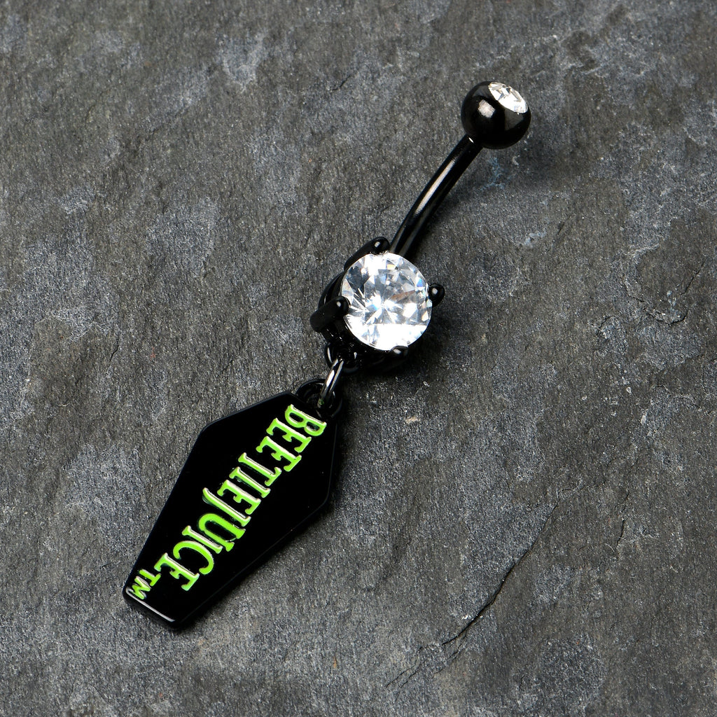 BodyCandy Clear Gem Black Officially Licensed Beetlejuice Coffin Dangle Belly Ring — alternative angle
