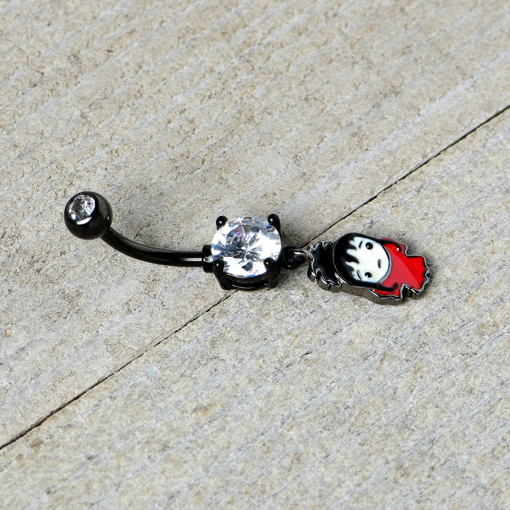 BodyCandy Clear Gem Black Officially Licensed Beetlejuice Lydia Dangle Belly Ring — in-use photo