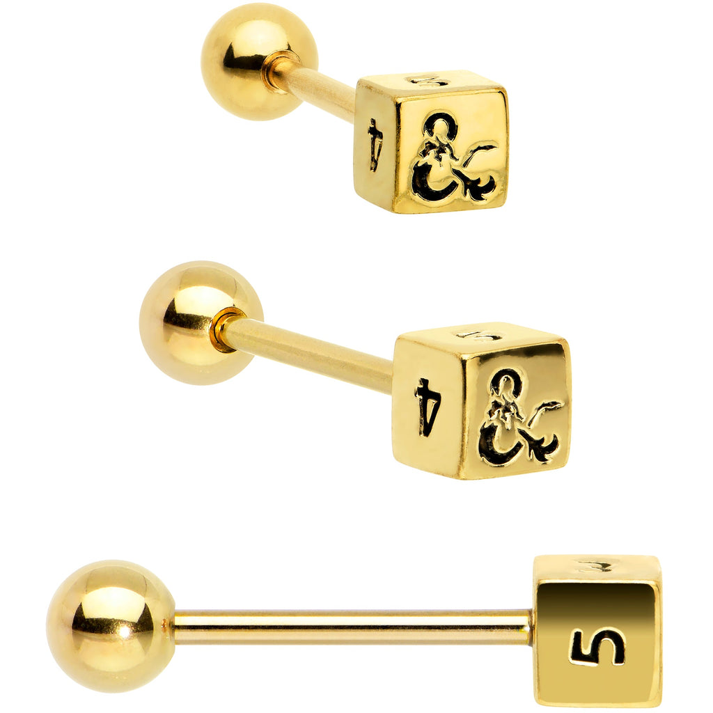 BodyCandy Officially Licensed Dungeons & Dragons Dice Barbell Tongue Ring  Set of 2 — lifestyle context